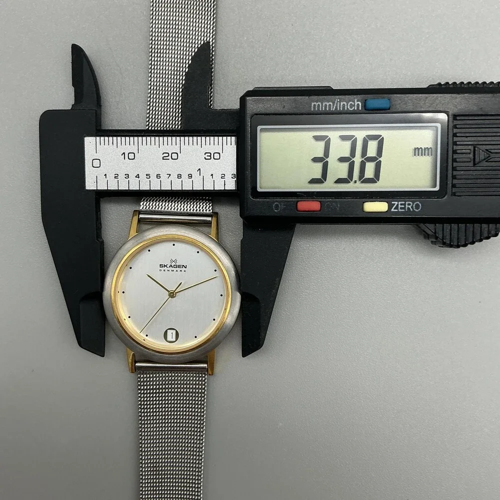 Skagen 16LGS Mens Watch 34mm Silver Tone Two Tone Stainless Date New Battery